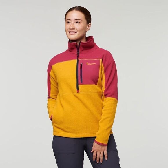 Cotopaxi Women’s Abrazo Half Zip Fleece Jacket Mustard Yellow Dark Rose - Picture 1 of 10